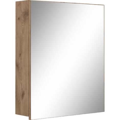 Wisla -Armoire murale avec une porte miroir aspect bois