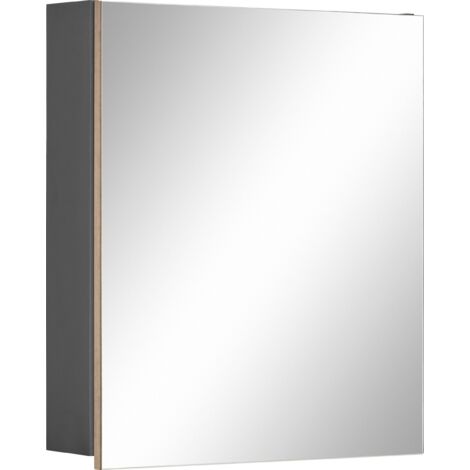 Wisla -Armoire suspendue avec porte miroir en anthracite