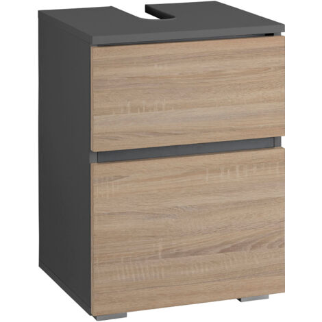 Wisla Meuble sous vasque avec 1 porte en aggloméré chêne/gris 40 cm