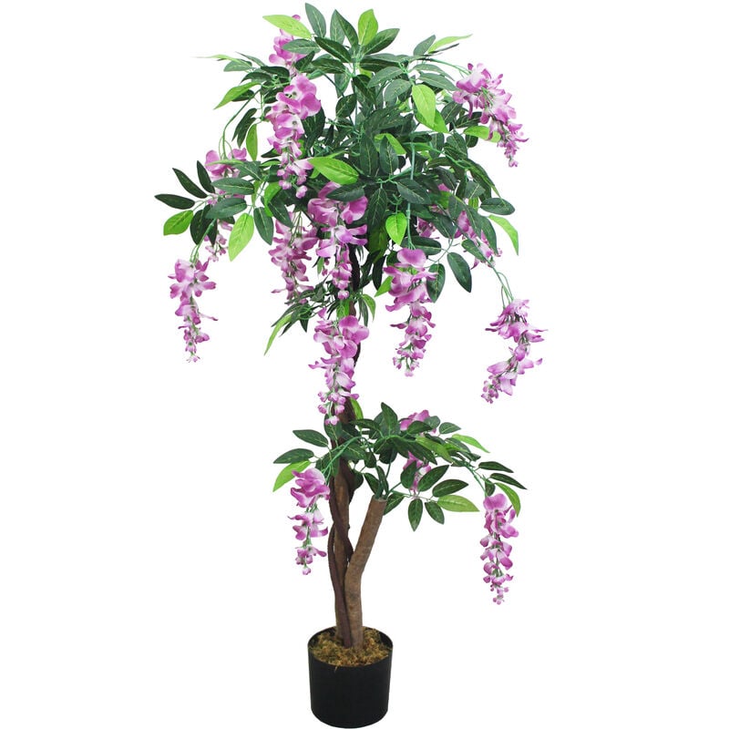 Decovego - Wisteria Glycine Plante Arbre Artificielle Artificiel Plastique Avec Bois Véritable 120cm Domaine Interne