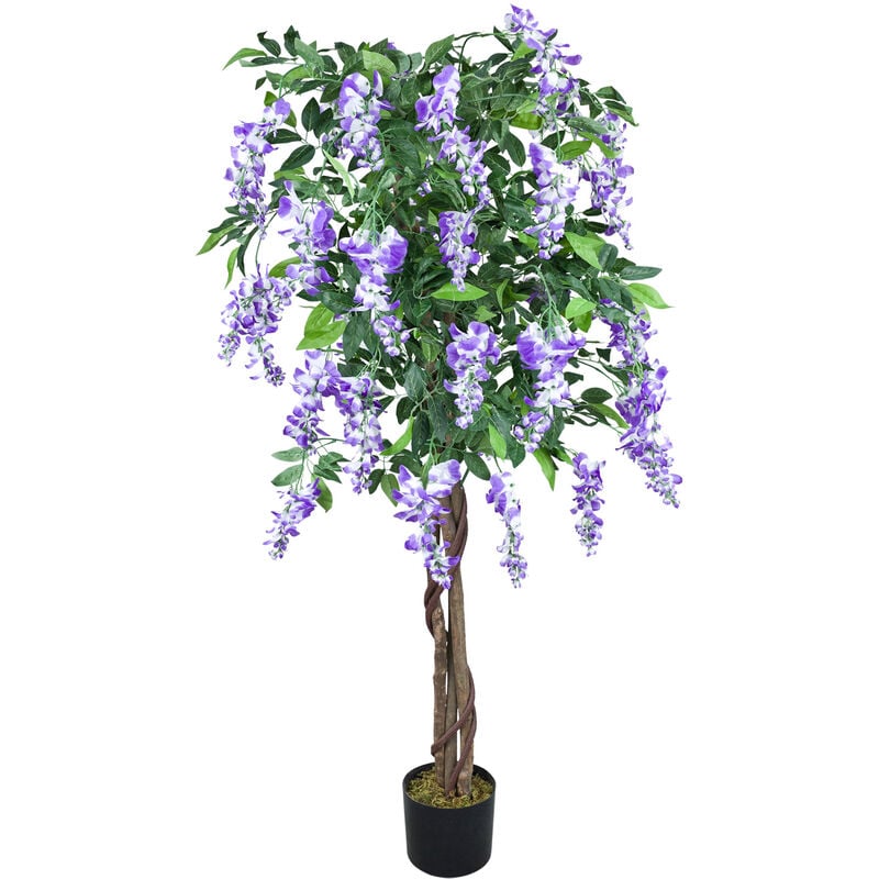 Decovego - Wisteria Glycine Plante Arbre Artificielle Artificiel Plastique Avec Bois Véritable 160cm Domaine Interne