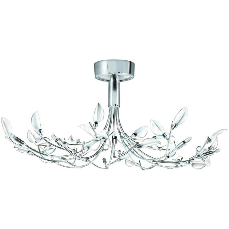 Wisteria - 10 Light Multi Arm Flower Design Ceiling Flush Light Chrome and Glass, G4 Bulb - Searchlight