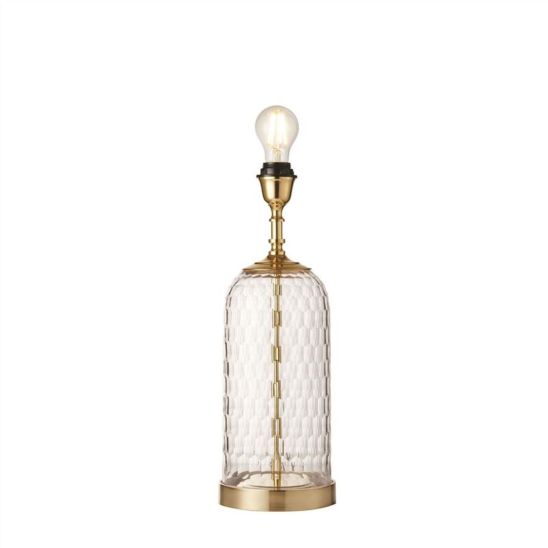 Endon Wistow - 1 Light Table Lamp Solid Brass, Chiselled Glass, E27