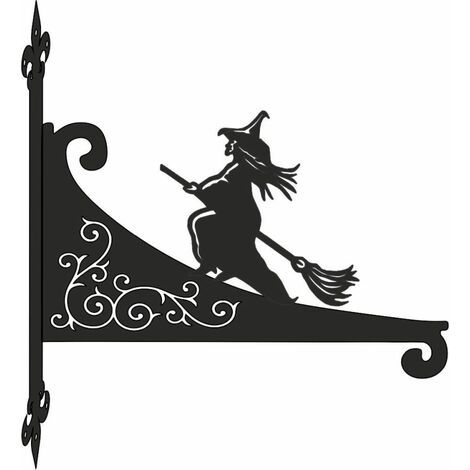 main image of "Witch On Broomstick Decorative Scroll Hanging Bracket"
