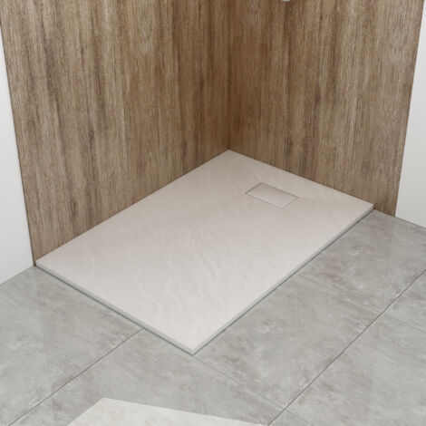 WITEN&NOCK 100x80 cm Design SMC Duschwanne Weiß Steinoptik mit Siphon 90mm
