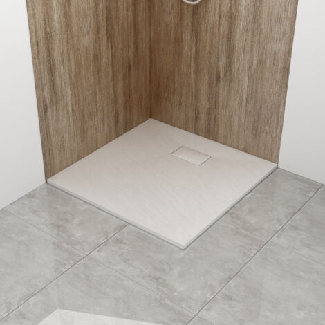 WITEN&NOCK 90x80 cm Design SMC Duschwanne Weiß Steinoptik mit Siphon 90mm