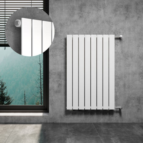 WITEN&NOCK Design Heizkörper Flachheizkörper mit Seitenanschluss Paneelheizkörper, Nabenabstand 900 mm, weiß, Breite 60 cm, einlagig
