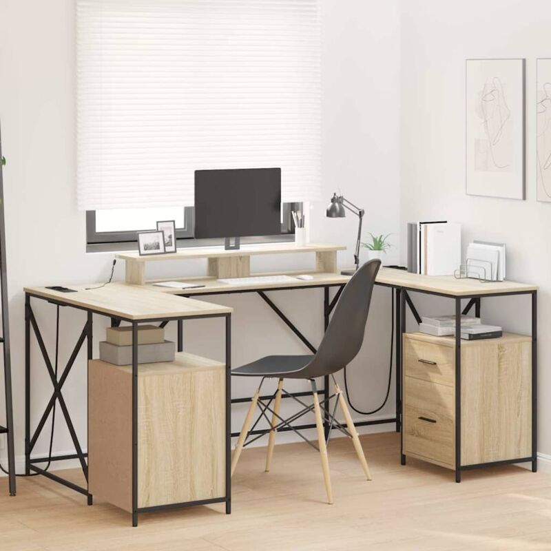 Desk With Drawer Sonoma Oak 182 X 101 X 87.5 Cm Engineered Wood Vidaxl