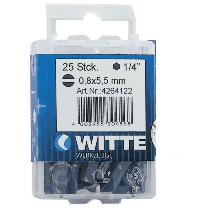 

WITTE 4264349 - 5 Puntas en cajita de plástico largo 25 mm (PL 6,5 TIN)