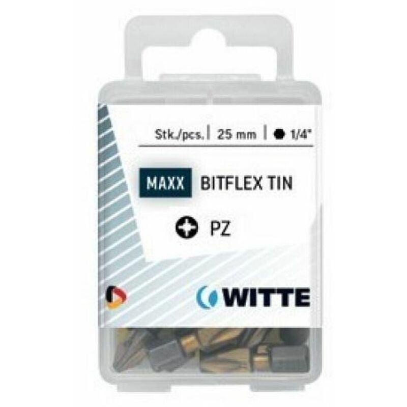 Set di punte Witte pz 1 bitflex tin Pozidriv PZ1 15 Unità 15 Pezzi