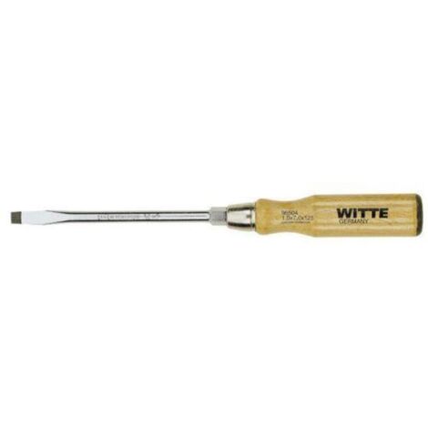 WITTE DESTORNILLADOR DE PUNTA PLANA NEGRA CON MANGO DE MADERA MEDIDAS PL 7.0x125