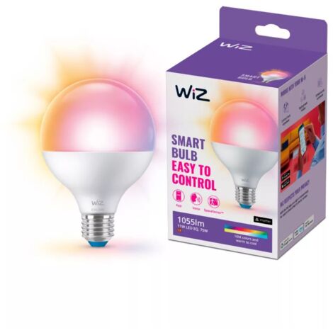 WiZ 08720169072275 LED CEE F (A - G) E27 forme de globe 11 W = 75 W de blanc chaud à blanc froid (Ø x H) 95 mm x 139 mm commandé par appli mobile 1 V851433