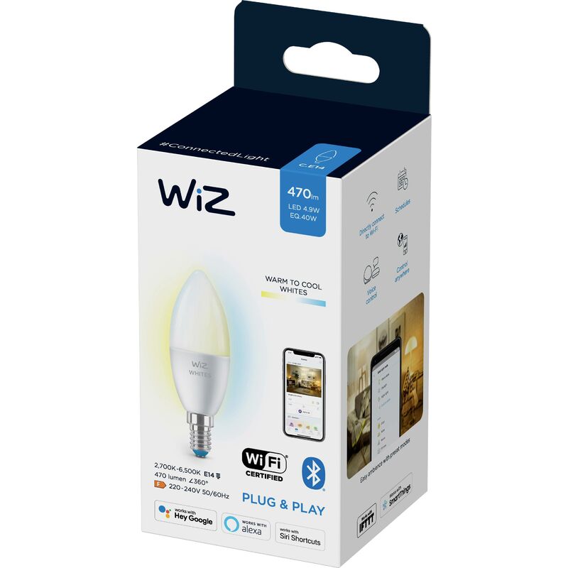 WIZ - 8718699787073 led cee f (a - g) E14 4.9 w = 40 w de blanc chaud à blanc froid commandé par appli mobile 1 pc(s) V810873
