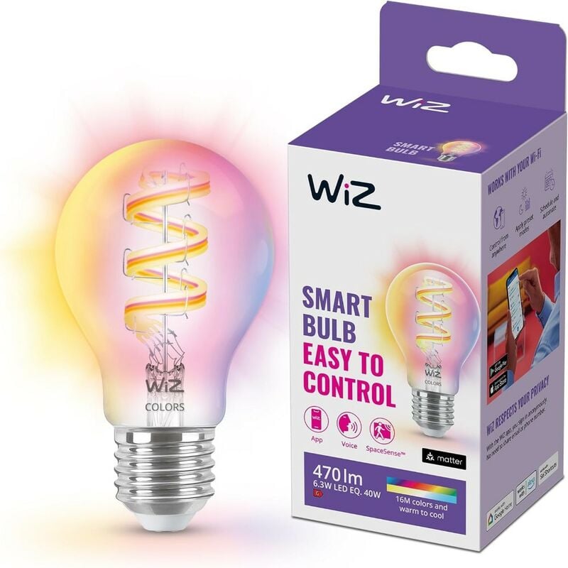 WIZ - ampoule connectée Wi-Fi couleur, 40W, format Edison, culot E27