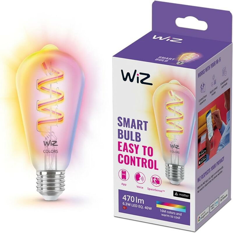 WIZ - ampoule connectée Wi-Fi couleur, 40W, format sphérique, culot E27