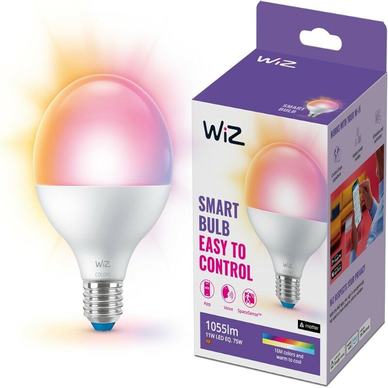 WiZ ampoule connectée Wi-Fi couleur,, 75W, format globe, culot E27
