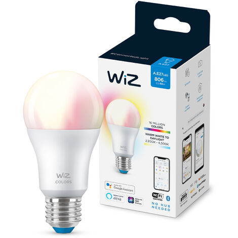 Pack 2 Ampoules LED Smart WiFi + Bluetooth E27 A60 RGB+CCT Dimmable WiZ 8W