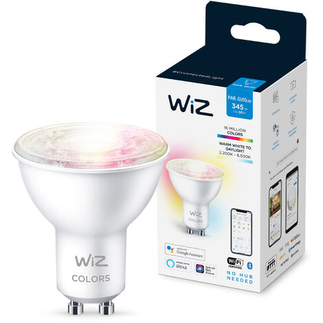 WiZ ampoule LED Connectée couleur GU10, Wi-FI, équivalent 50W, 345 lumen, fonctionne avec Alexa, Google Assistant et Apple HomeKit
