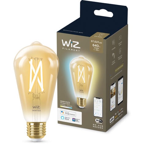 WiZ ampoule LED Connectée Vintage Wi-Fi Edison E27, Nuances de Blanc, équivalent 50W, 640 lumen, fonctionne avec Alexa, Google Assistant et Apple HomeKit