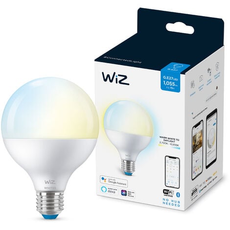 WiZ ampoule LED Connectée Wi-Fi Globe E27, Nuances de Blanc, équivalent 75W, 1055 lumen, fonctionne avec Alexa, Google Assistant et Apple HomeKit