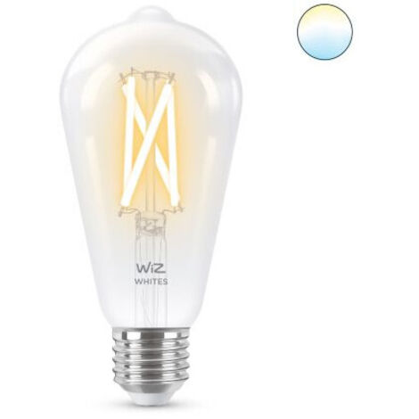 WiZ - Bombilla inteligente Filamento LED Wi-Fi, 6,7w(Eq. 60w) E27 ST64, Luz Blanca Cálida a Fría Regulable, con tecnología SpaceSense y compatible con Alexa y Google Home