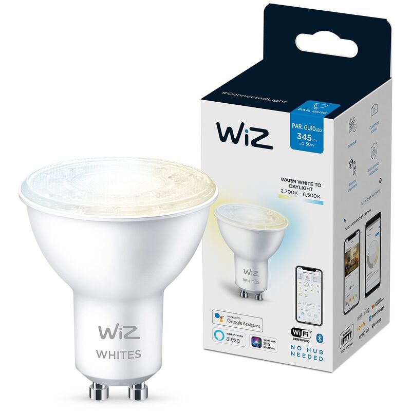 

Bombilla Wifi Y Bluetooth Led Regulable Blancos 50W Gu10 Luz Blanca De Cálida A Fría, 2700-6500K, 4.9W (Equivale A 50 W), A+ - Wiz