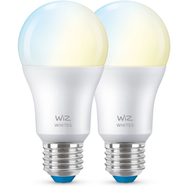 

Bombilla Wifi y Bluetooth LED Regulable Blancos A60 60w E27 pack2 Luz blanca de cálida a fría, 2700-6500K, 8W (equivale a 60 W), A+ - WIZ