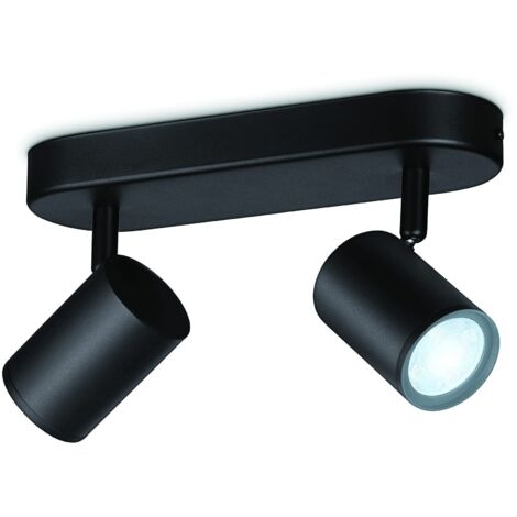 WiZ Faretto Smart Imageo WiFi, Luce Bianca da Calda a Fredda Dimmerabile, 2x5W, 2 punti luce, GU10, Nero, Tecnologia SpaceSense, Controllo Vocale (Alexa, Apple HomeKit, Google Home)