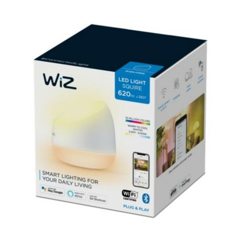 WIZ - lampe à poser portable Wi-Fi couleur squire Wi-Fi 2200-6500K, Blanche, fonctionne avec Alexa, Google Assistant et Apple HomeKit