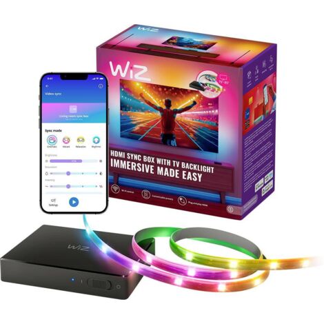 WiZ Ruban de lumière Sync Box HDMI avec rétroéclairage adapté aux téléviseurs de 75 à 85 pouces