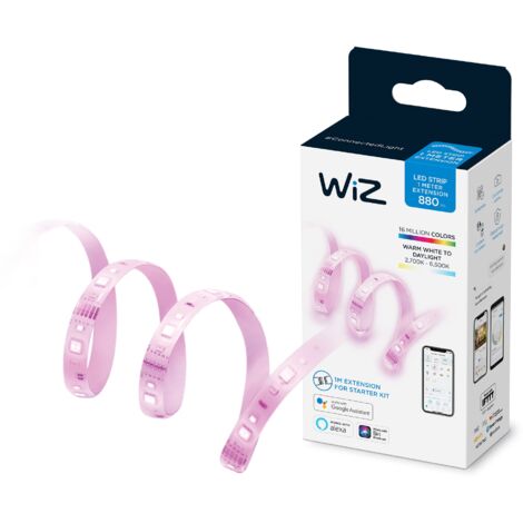 WiZ Striscia LED WiFi, Estensione, Luce Bianca o Colorata Dimmerabile, 1 M, 20W, Tecnologia SpaceSense, Controllo Vocale (Alexa, Apple HomeKit, Google Home)
