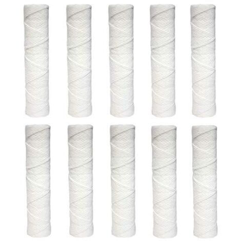 WK - Cartuccia Filtrante per Filtro Acqua in Filo Avvolto, 10 Pezzi da 10 Pollici con Permeabilità 50 Micron, Pratica Modalità di Usa e Getta