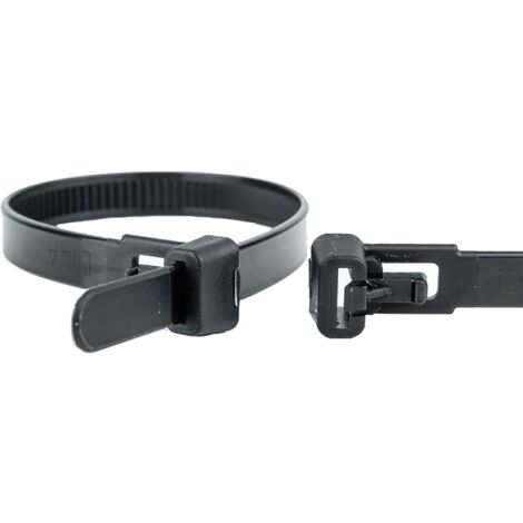 WKK Kabelbinder wiederverschließbar 150mm Set - schwarze Kabel Binder Stärke 7,6mm aus robustem Polyamid 6.6 - 100 Stück