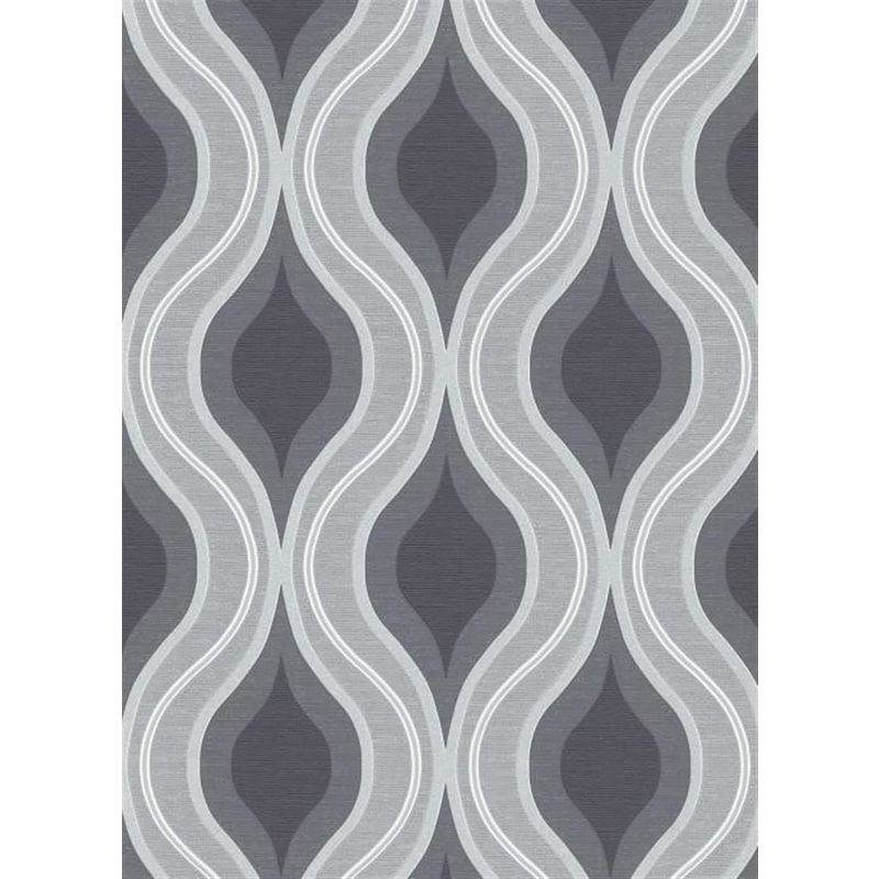 Luna Geometric Wave Textured Wallpaper Dark Grey