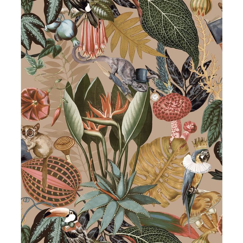 Wonderland Jungle Exotic Wallpaper YöL Gold Birds Animals