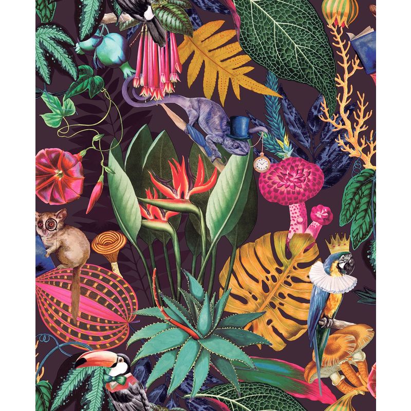 Wonderland Jungle Exotic Wallpaper YöL Plum Animals