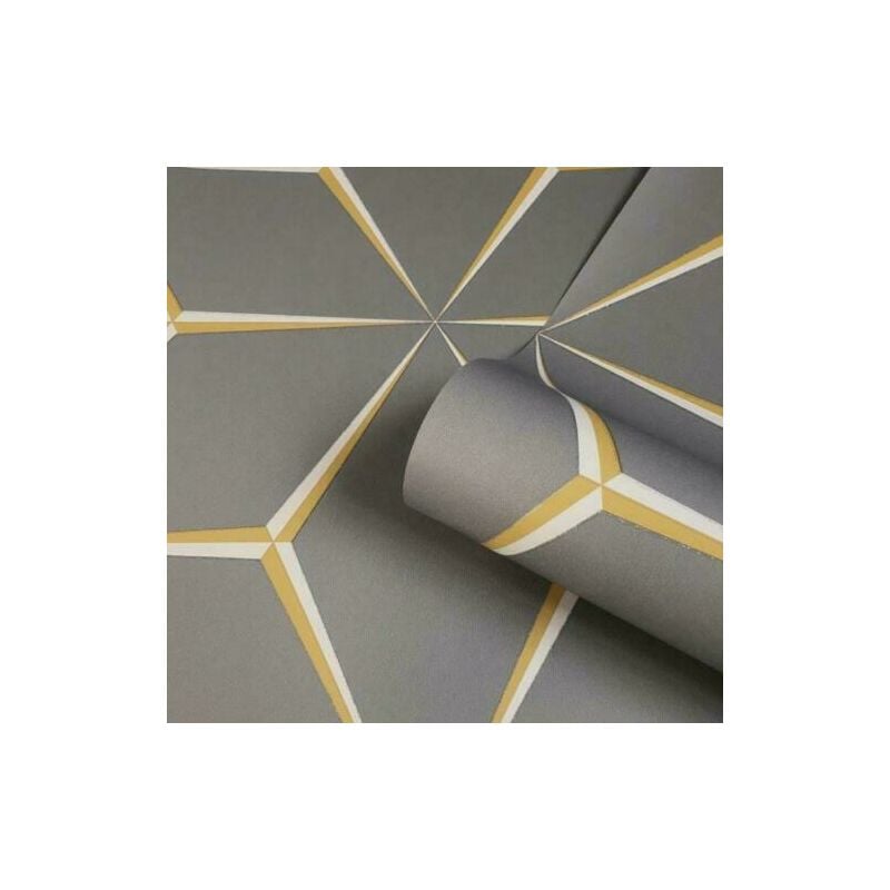 Belgravia Decor - Belgravia Harper Mustard Yellow Grey Glitter Geometric Luxury Wallpaper 9740 - Grey Yellow White