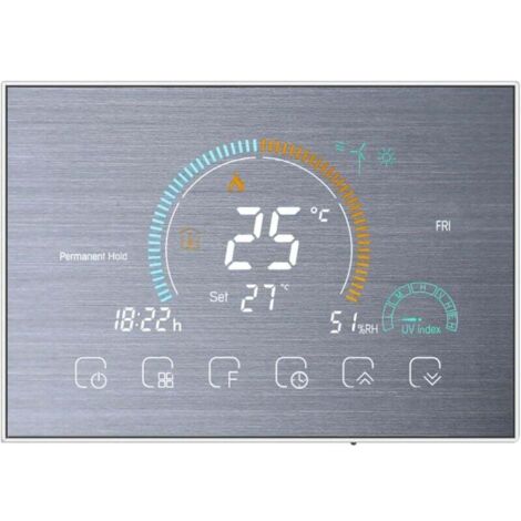 WLAN-Thermostat für Gaskessel, Sprachsteuerung per App, LCD-Display mit Hintergrundbeleuchtung, programmierbar, kompatibel mit Alexa und Google Home, BHT-8000-GC (Silber)