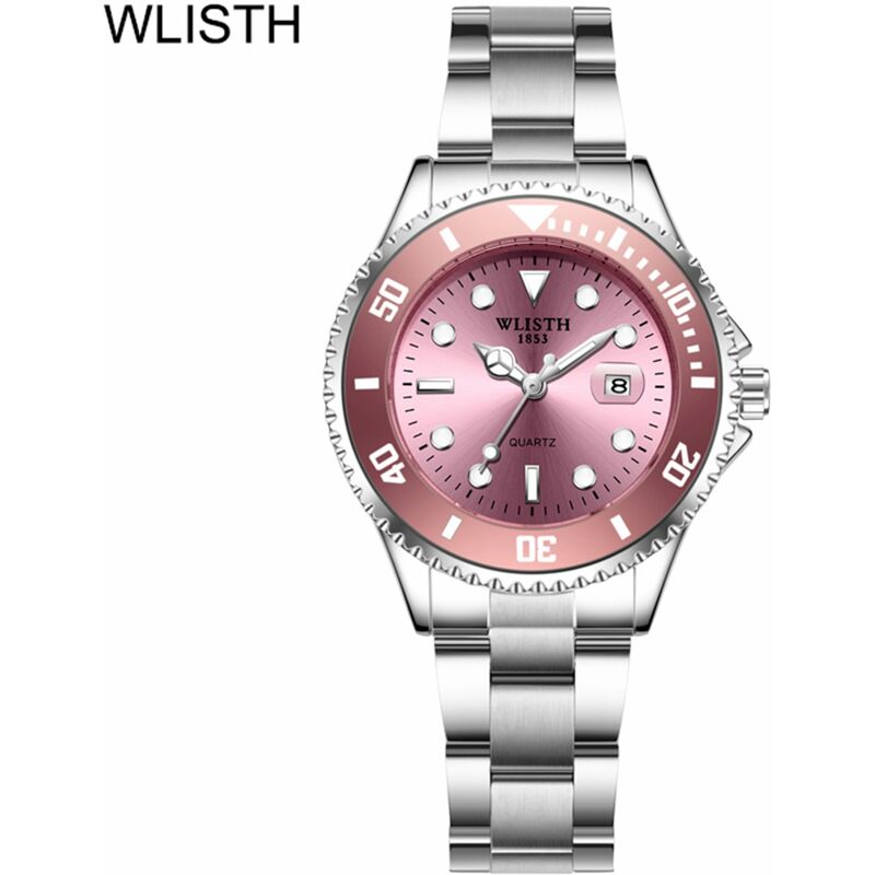 

WLISTH S526 Reloj de pareja Romantico Reloj de pulsera analogico de cuarzo para el y para ella Reloj de vestir clasico para amantes con calendario /