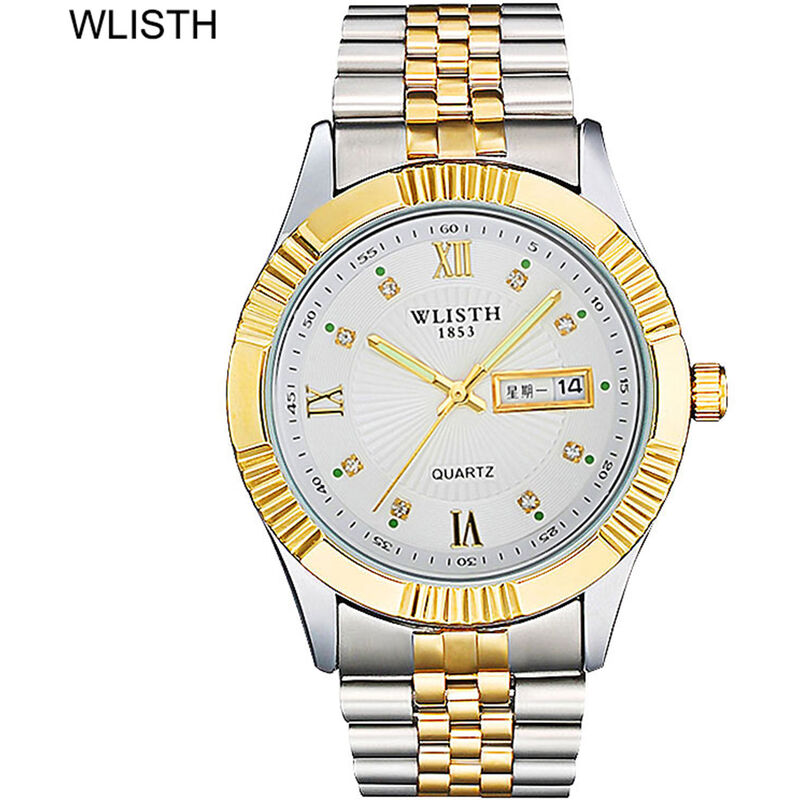 

WLISTH S902 Reloj clasico elegante para pareja Reloj de pulsera de cuarzo multifuncional para el y para ella Reloj de vestir de negocios para hombres