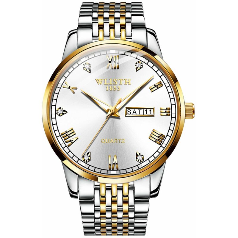 

WLISTH S931 Elegante Reloj clasico para parejas Reloj de pulsera de cuarzo multifuncional para el y para ella 30M Reloj de vestir informal de