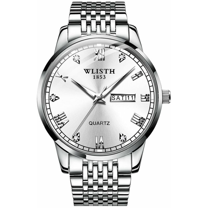 

WLISTH S931 Elegante Reloj clasico para parejas Reloj de pulsera de cuarzo multifuncional para el y para ella 30M Reloj de vestir informal de