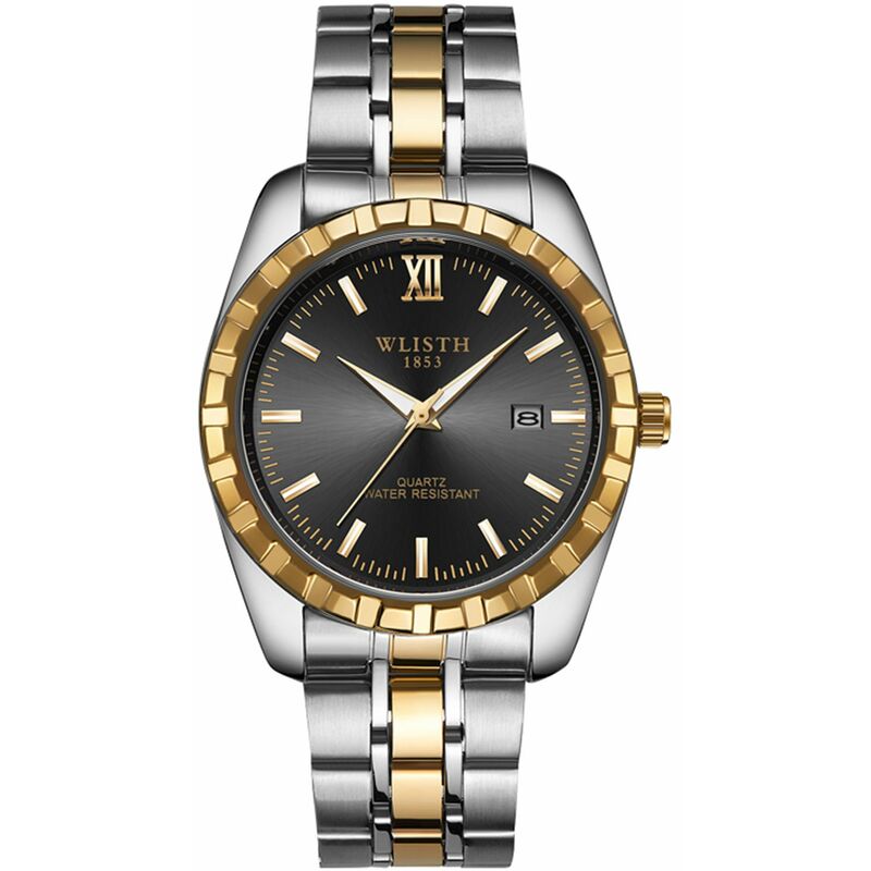 

WLISTH S938 Reloj clasico para parejas con correa de acero Elegante Reloj de pulsera de cuarzo para el y para ella Reloj de vestir de negocios para