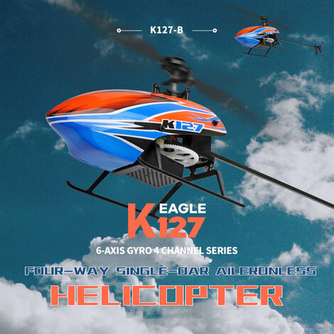 WLtoys XKS K127 Helicoptero RC Helicoptero de control remoto para principiantes Giroscopio de 6 ejes de una sola hoja Avion RC Avion RC Altura fija 4CH RTF, Multicolor, 2 pilas - Multicolor, 2 pilas