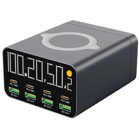 WLX-M1 Station de Charge USB 120 W 8 avec Chargement Sans Fil QC3.0 PD3.0 Charge Rapide pour 14 13 pour Prise UE
