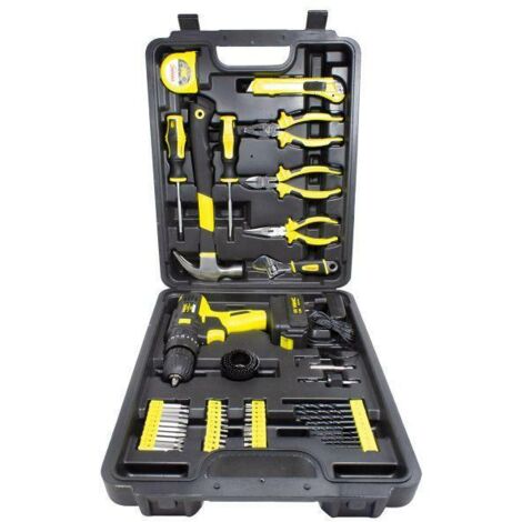 WMC TOOLS Set de professional tools de 57 pièces avec perceuse électrique, pince, pince multiprise, clé à molette, marteau de nails de