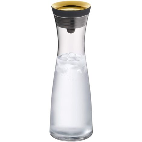 WMF 0617706590 Caraffa d'acqua di base, 1.0 l, Altezza 29 cm, Caraffa di vetro, Coperchio in silicone, Chiusura CloseUp, Oro