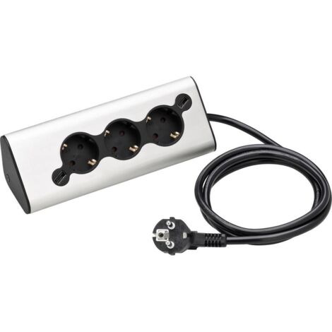 WMF Ambient - Ciabatta multipla, presa multipla con 2 USB, presa multipla, luce ambientale, per cucina, ufficio, soggiorno, presa angolare a 45°, in acciaio inox opaco