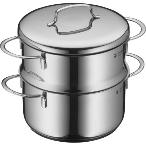 WMF Mini piroscafo con coperchio in metallo, piccolo, 16 cm, 1,5 l, Cromargan acciaio inox lucido, induzione, impilabile, ideale per piccole porzioni o famiglie singole