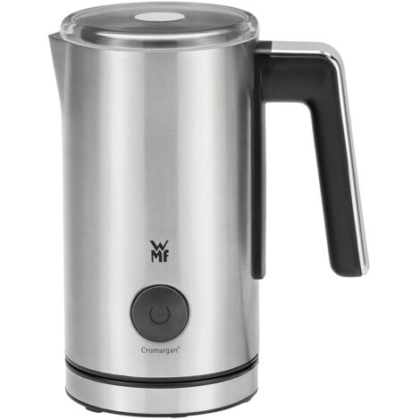WMF Montalatte elettrico Stelio (5 watt, 15-25 ml, rivestimento antiaderente, wireless, per schiuma di latte calda e fredda, cioccolata calda) cromargan opaco/argento